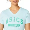 DAMEN-KURZARM-T-SHIRT MIT V-AUSSCHNITT „EST 1977“