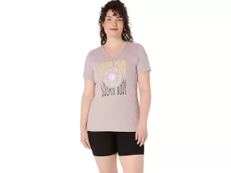 V-Ausschnitt mit Sonnenblumen-Slogan für Damen