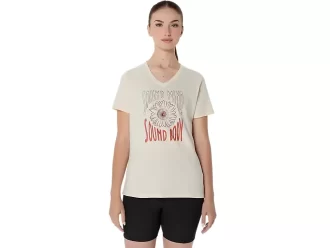 V-Ausschnitt mit Sonnenblumen-Slogan für Damen