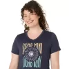 V-Ausschnitt mit Sonnenblumen-Slogan für Damen